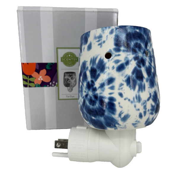 Scentsy Blue Tie Dye Wall Plug Mini Wax Warmer Night Light Home Fragrance - Picture 1 of 12